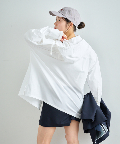 U by SPICK&SPAN（ユーバイスピックアンドスパン）の「オーバーフードシャツ（シャツ/ブラウス・レディース・ホワイト/ベージュ・FREE）」の3枚目の写真