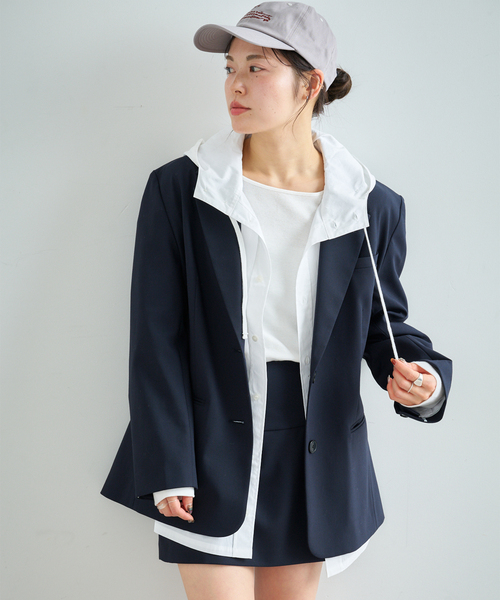 U by SPICK&SPAN（ユーバイスピックアンドスパン）の「オーバーフードシャツ（シャツ/ブラウス・レディース・ホワイト/ベージュ・FREE）」の6枚目の写真