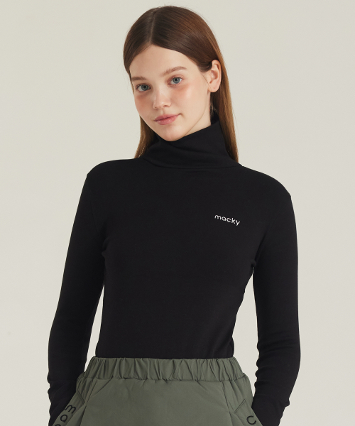 MACKY(マッキー)の「ロングネックレイヤーティーシャツブラック(Tシャツ/カットソー・レディース・その他・2)」の1枚目の写真