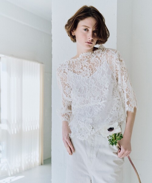 Demi-Luxe BEAMS(デミルクス ビームス)の「リバーレース ブラウス(シャツ/ブラウス・レディース・ブラック/ホワイト・ONE SIZE)」の2枚目の写真