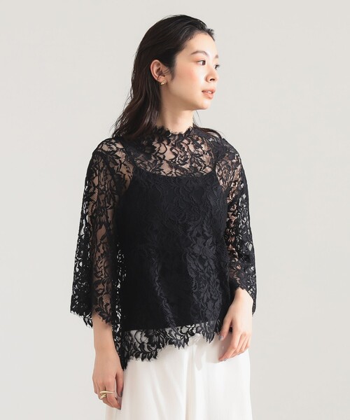 Demi-Luxe BEAMS(デミルクス ビームス)の「リバーレース ブラウス(シャツ/ブラウス・レディース・ブラック/ホワイト・ONE SIZE)」の1枚目の写真