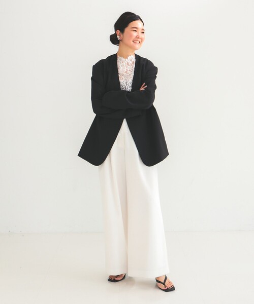 Demi-Luxe BEAMS(デミルクス ビームス)の「リバーレース ブラウス(シャツ/ブラウス・レディース・ブラック/ホワイト・ONE SIZE)」の4枚目の写真