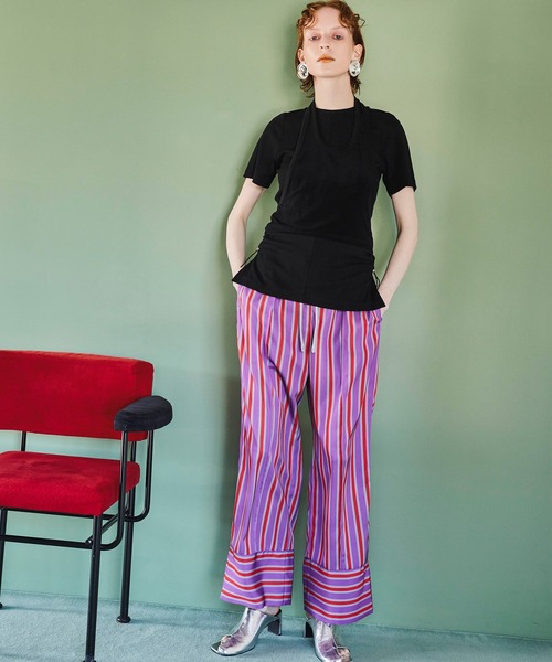 OMMO(オーエムエムオー)の「SHEER HALTER LAYERED T-SH(Tシャツ/カットソー・レディース・ブラック/カーキ/グレー・F)」の14枚目の写真