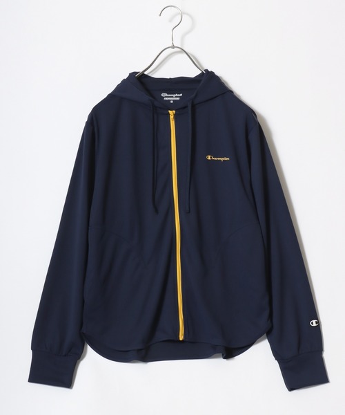 Champion(チャンピオン)の「Champion(チャンピオン)ドライメッシュ UVカット ジップアップパーカー レディース 速乾 抗菌防臭 軽量スポーツパーカー(パーカー・レディース・ネイビー/ホワイト/ブラック/ライトピンク/サックスブルー・M/L)」の3枚目の写真