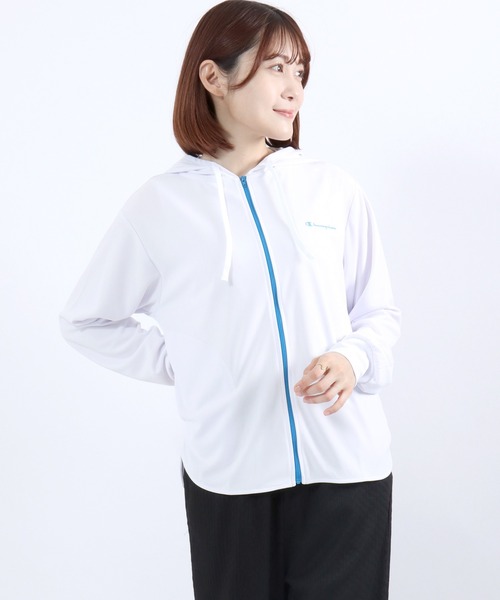 Champion(チャンピオン)の「Champion(チャンピオン)ドライメッシュ UVカット ジップアップパーカー レディース 速乾 抗菌防臭 軽量スポーツパーカー(パーカー・レディース・ネイビー/ホワイト/ブラック/ライトピンク/サックスブルー・M/L)」の12枚目の写真