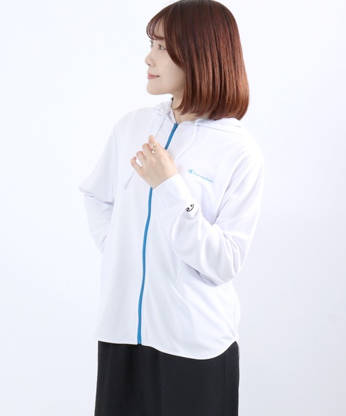 Champion(チャンピオン)の「Champion(チャンピオン)ドライメッシュ UVカット ジップアップパーカー レディース 速乾 抗菌防臭 軽量スポーツパーカー(パーカー・レディース・ネイビー/ホワイト/ブラック/ライトピンク/サックスブルー・M/L)」の11枚目の写真