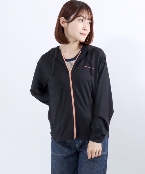 Champion(チャンピオン)の「Champion(チャンピオン)ドライメッシュ UVカット ジップアップパーカー レディース 速乾 抗菌防臭 軽量スポーツパーカー(パーカー・レディース・ネイビー/ホワイト/ブラック/ライトピンク/サックスブルー・M/L)」の14枚目の写真