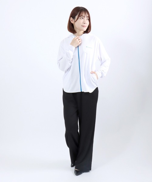 Champion(チャンピオン)の「Champion(チャンピオン)ドライメッシュ UVカット ジップアップパーカー レディース 速乾 抗菌防臭 軽量スポーツパーカー(パーカー・レディース・ネイビー/ホワイト/ブラック/ライトピンク/サックスブルー・M/L)」の10枚目の写真