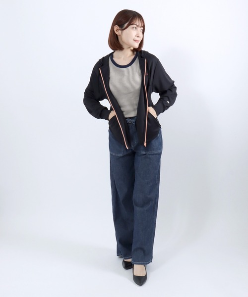Champion(チャンピオン)の「Champion(チャンピオン)ドライメッシュ UVカット ジップアップパーカー レディース 速乾 抗菌防臭 軽量スポーツパーカー(パーカー・レディース・ネイビー/ホワイト/ブラック/ライトピンク/サックスブルー・M/L)」の15枚目の写真