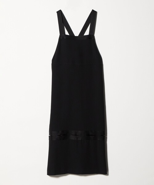 6（ロク）の「＜6(ROKU)＞サテン ジョーゼット エプロン ワンピース（ワンピース・レディース・ブラック・38/36）」の2枚目の写真