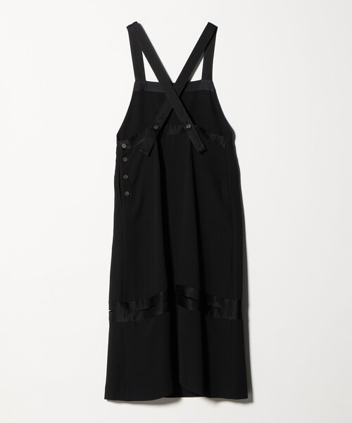 6（ロク）の「＜6(ROKU)＞サテン ジョーゼット エプロン ワンピース（ワンピース・レディース・ブラック・38/36）」の3枚目の写真