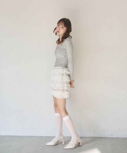 Nadana(ナダナ)の「レースレイヤード風トップス(Tシャツ/カットソー・レディース・ホワイト/グレー/ブラック・FREE)」の9枚目の写真