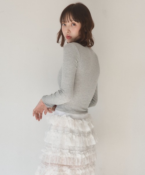 Nadana(ナダナ)の「レースレイヤード風トップス(Tシャツ/カットソー・レディース・ホワイト/グレー/ブラック・FREE)」の10枚目の写真