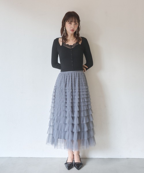 Nadana(ナダナ)の「レースレイヤード風トップス(Tシャツ/カットソー・レディース・ホワイト/グレー/ブラック・FREE)」の11枚目の写真