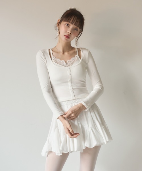 Nadana(ナダナ)の「レースレイヤード風トップス(Tシャツ/カットソー・レディース・ホワイト/グレー/ブラック・FREE)」の21枚目の写真