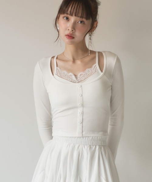 Nadana(ナダナ)の「レースレイヤード風トップス(Tシャツ/カットソー・レディース・ホワイト/グレー/ブラック・FREE)」の20枚目の写真