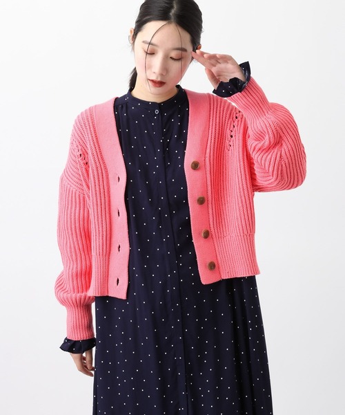 studio CLIP（スタディオクリップ）の「《natural by clip》3ゲージロービング畦カーディガン（カーディガン/ボレロ・レディース・ピンク/アイボリー・FREE）」の14枚目の写真