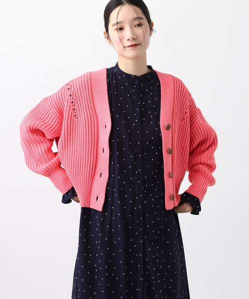 studio CLIP（スタディオクリップ）の「《natural by clip》3ゲージロービング畦カーディガン（カーディガン/ボレロ・レディース・ピンク/アイボリー・FREE）」の15枚目の写真