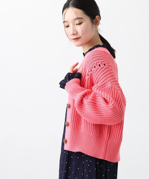 studio CLIP（スタディオクリップ）の「《natural by clip》3ゲージロービング畦カーディガン（カーディガン/ボレロ・レディース・ピンク/アイボリー・FREE）」の16枚目の写真