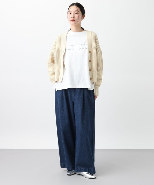 studio CLIP（スタディオクリップ）の「《natural by clip》3ゲージロービング畦カーディガン（カーディガン/ボレロ・レディース・ピンク/アイボリー・FREE）」の5枚目の写真