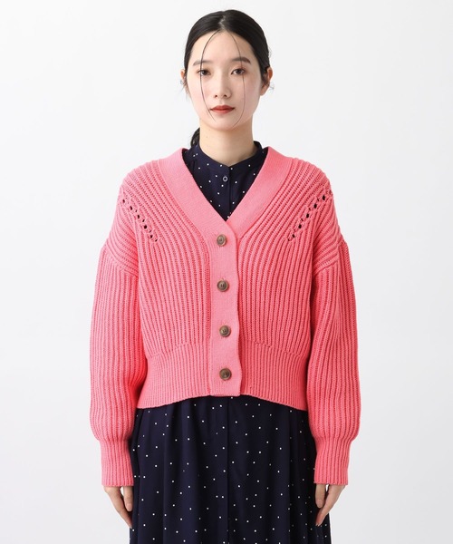 studio CLIP（スタディオクリップ）の「《natural by clip》3ゲージロービング畦カーディガン（カーディガン/ボレロ・レディース・ピンク/アイボリー・FREE）」の8枚目の写真