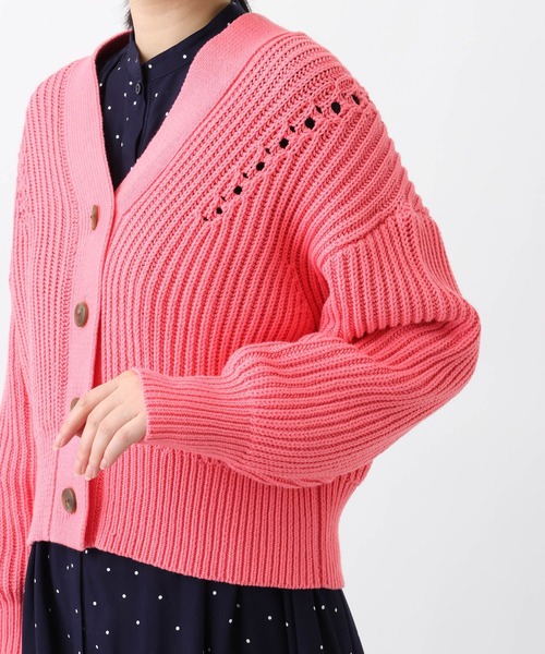 studio CLIP（スタディオクリップ）の「《natural by clip》3ゲージロービング畦カーディガン（カーディガン/ボレロ・レディース・ピンク/アイボリー・FREE）」の12枚目の写真