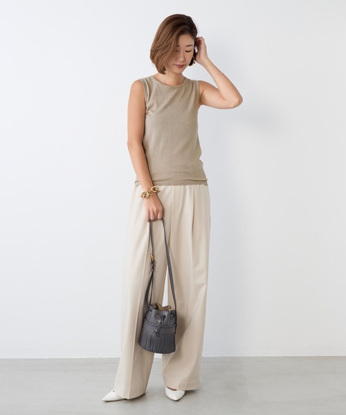 MICA&DEAL（マイカ＆ディール）の「ドライタッチワンタックパンツ〈2サイズ展開〉〈セットアップ対応〉（その他パンツ・レディース・ベージュ/ダークネイビー・36/38）」の17枚目の写真