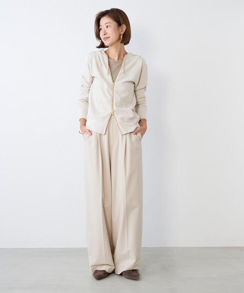 MICA&DEAL（マイカ＆ディール）の「ドライタッチワンタックパンツ〈2サイズ展開〉〈セットアップ対応〉（その他パンツ・レディース・ベージュ/ダークネイビー・36/38）」の6枚目の写真