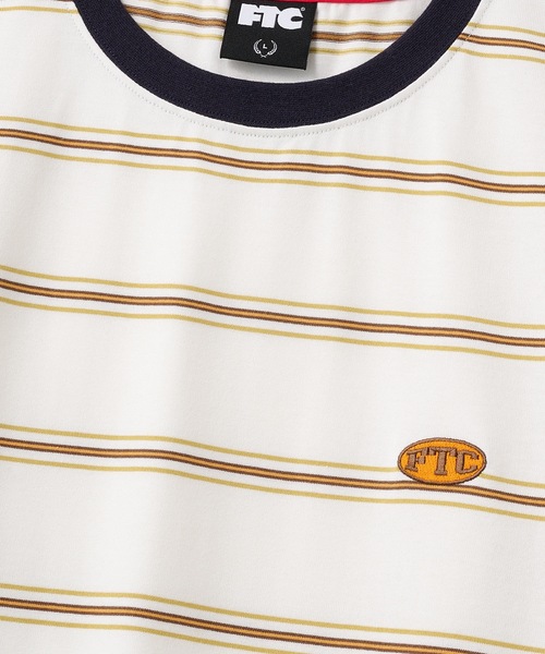 FTC(エフティーシー)の「PUFF LOGO STRIPE RINGER TEE(Tシャツ/カットソー・メンズ・ホワイト/イエロー/ネイビー・MEDIUM/X-LARGE/LARGE)」の4枚目の写真