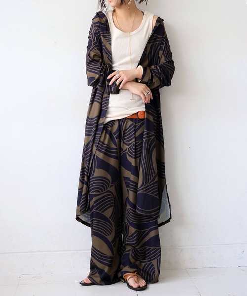 antiqua（アンティカ）の「幾何学柄 シャツワンピース（シャツワンピース・レディース・ネイビー/ブラック・ONESIZE）」の10枚目の写真
