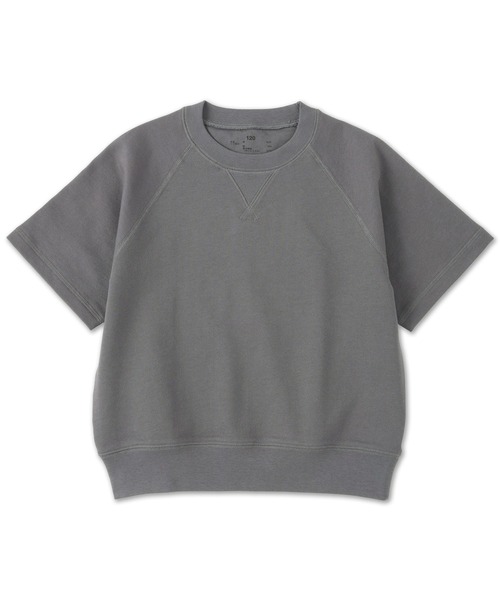 無印良品(ムジルシリョウヒン)の「キッズ ライトスウェットクルーネック五分袖Tシャツ(Tシャツ/カットソー・キッズ・キナリ/ライトグリーン/オレンジ系/チャコールグレー・150/140/130/120/110)」の1枚目の写真