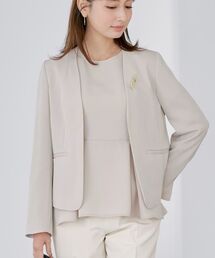 美品】COHINA コヒナ ブラウン ノーカラー ジャケット パンツ XS