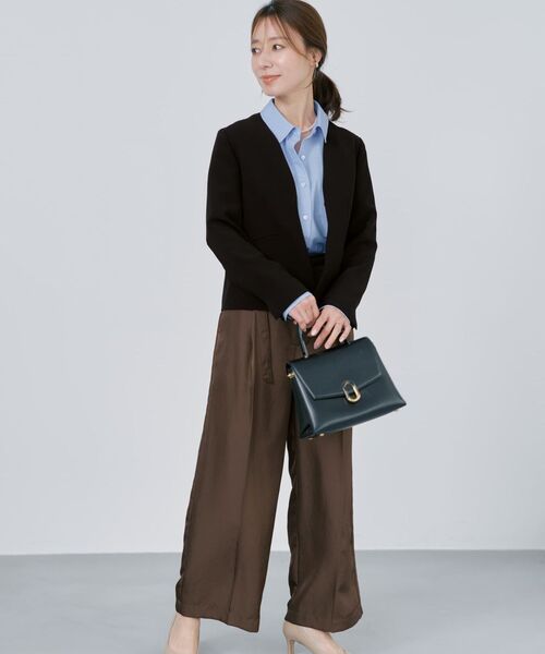 COHINA(コヒナ)の「トリアセジョーゼットノーカラージャケット 【低身長・小柄女性】(ノーカラージャケット・レディース・ネイビー/ベージュ/ブラック・S/XS)」の21枚目の写真