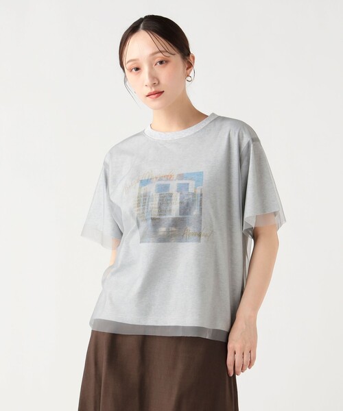 BEAMS HEART（ビームスハート）の「フォト チュール Tシャツ（Tシャツ/カットソー・レディース・チャコールグレー/グレー/オフホワイト・FREE）」の3枚目の写真