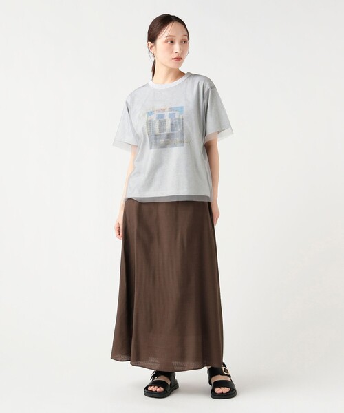BEAMS HEART（ビームスハート）の「フォト チュール Tシャツ（Tシャツ/カットソー・レディース・チャコールグレー/グレー/オフホワイト・FREE）」の4枚目の写真