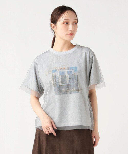 BEAMS HEART（ビームスハート）の「フォト チュール Tシャツ（Tシャツ/カットソー・レディース・チャコールグレー/グレー/オフホワイト・FREE）」の6枚目の写真
