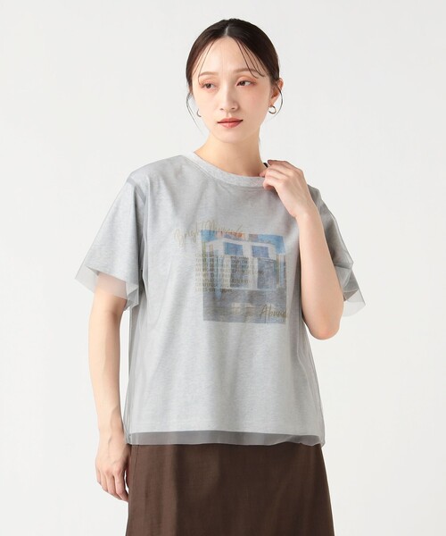 BEAMS HEART（ビームスハート）の「フォト チュール Tシャツ（Tシャツ/カットソー・レディース・チャコールグレー/グレー/オフホワイト・FREE）」の7枚目の写真