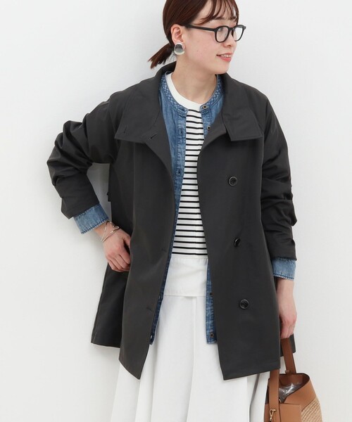 MICO COULIER（ミコクリエ）の「クリアツイル撥水スタンドカラーコート（その他アウター・レディース・キナリ/ベージュ/チャコールグレー・38）」の2枚目の写真