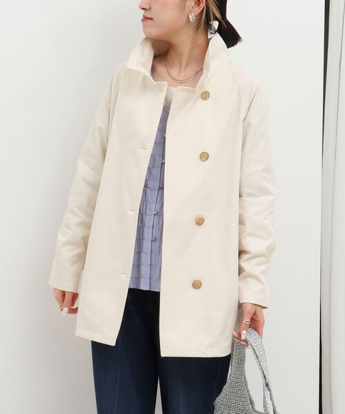 MICO COULIER（ミコクリエ）の「クリアツイル撥水スタンドカラーコート（その他アウター・レディース・キナリ/ベージュ/チャコールグレー・38）」の5枚目の写真