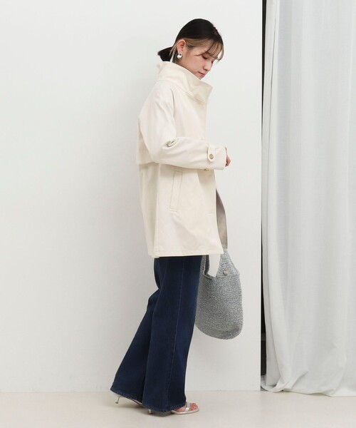 MICO COULIER（ミコクリエ）の「クリアツイル撥水スタンドカラーコート（その他アウター・レディース・キナリ/ベージュ/チャコールグレー・38）」の6枚目の写真