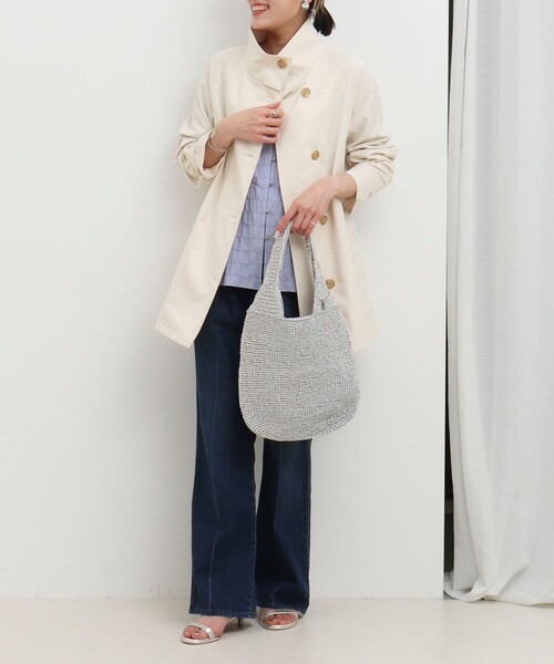 MICO COULIER（ミコクリエ）の「クリアツイル撥水スタンドカラーコート（その他アウター・レディース・キナリ/ベージュ/チャコールグレー・38）」の10枚目の写真