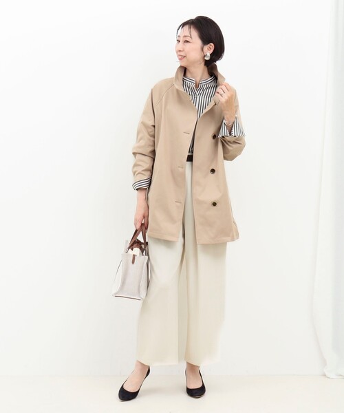 MICO COULIER（ミコクリエ）の「クリアツイル撥水スタンドカラーコート（その他アウター・レディース・キナリ/ベージュ/チャコールグレー・38）」の12枚目の写真