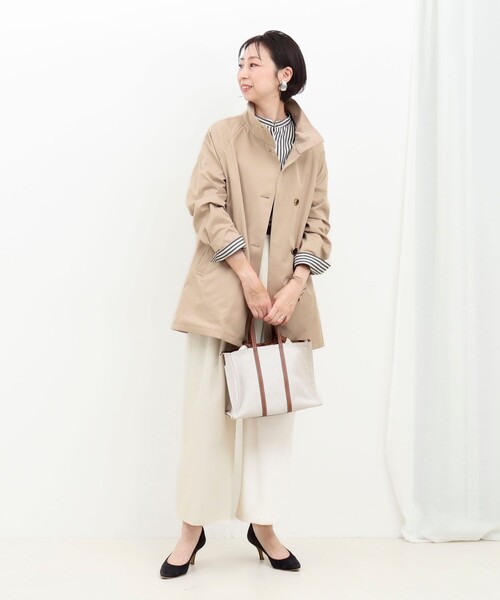 MICO COULIER（ミコクリエ）の「クリアツイル撥水スタンドカラーコート（その他アウター・レディース・キナリ/ベージュ/チャコールグレー・38）」の14枚目の写真
