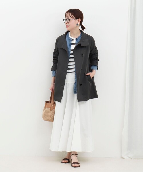 MICO COULIER（ミコクリエ）の「クリアツイル撥水スタンドカラーコート（その他アウター・レディース・キナリ/ベージュ/チャコールグレー・38）」の21枚目の写真