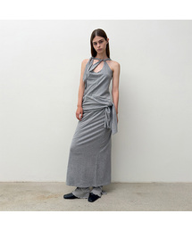 DIAGONAL（ダイアゴナル）の「DOUBLE LAYERED LONG DRESS (melange grey)（ワンピース）」