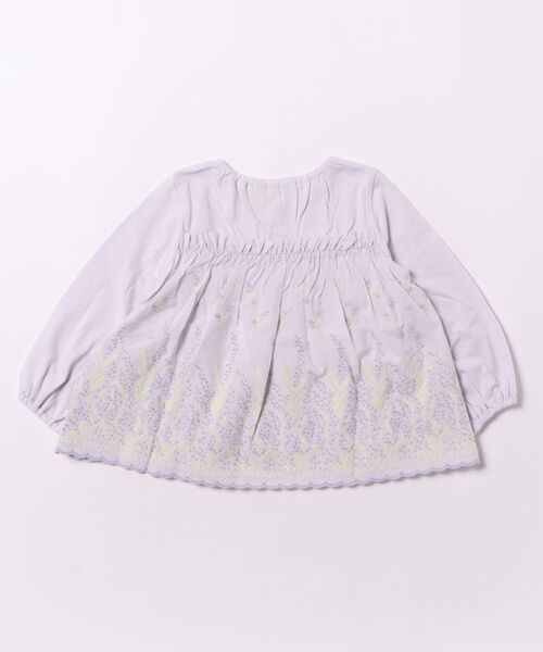 nino（ニノ）の「＊綿100％＊カットワークレースロングTee（Tシャツ/カットソー・キッズ・パープル/アイボリー・110cm/120cm/100cm）」の3枚目の写真