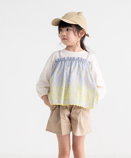 nino（ニノ）の「＊綿100％＊カットワークレースロングTee（Tシャツ/カットソー・キッズ・パープル/アイボリー・110cm/120cm/100cm）」の2枚目の写真