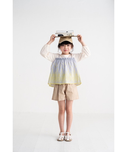 nino（ニノ）の「＊綿100％＊カットワークレースロングTee（Tシャツ/カットソー・キッズ・パープル/アイボリー・110cm/120cm/100cm）」の5枚目の写真