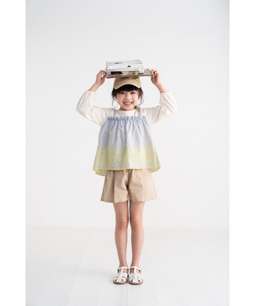 nino（ニノ）の「＊綿100％＊カットワークレースロングTee（Tシャツ/カットソー・キッズ・パープル/アイボリー・110cm/120cm/100cm）」の6枚目の写真