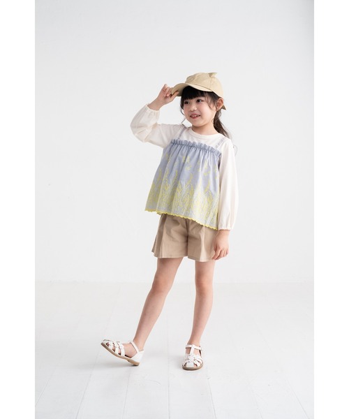 nino（ニノ）の「＊綿100％＊カットワークレースロングTee（Tシャツ/カットソー・キッズ・パープル/アイボリー・110cm/120cm/100cm）」の7枚目の写真